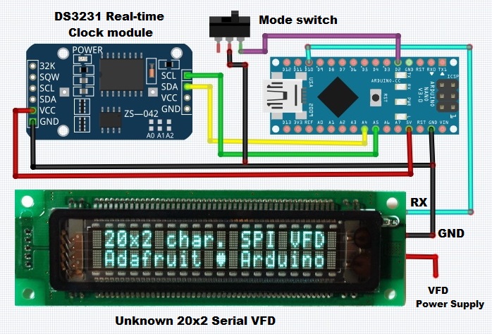 Gallery | DIY Arduino Word Clock on unknown serial VFD displ | Hackaday.io