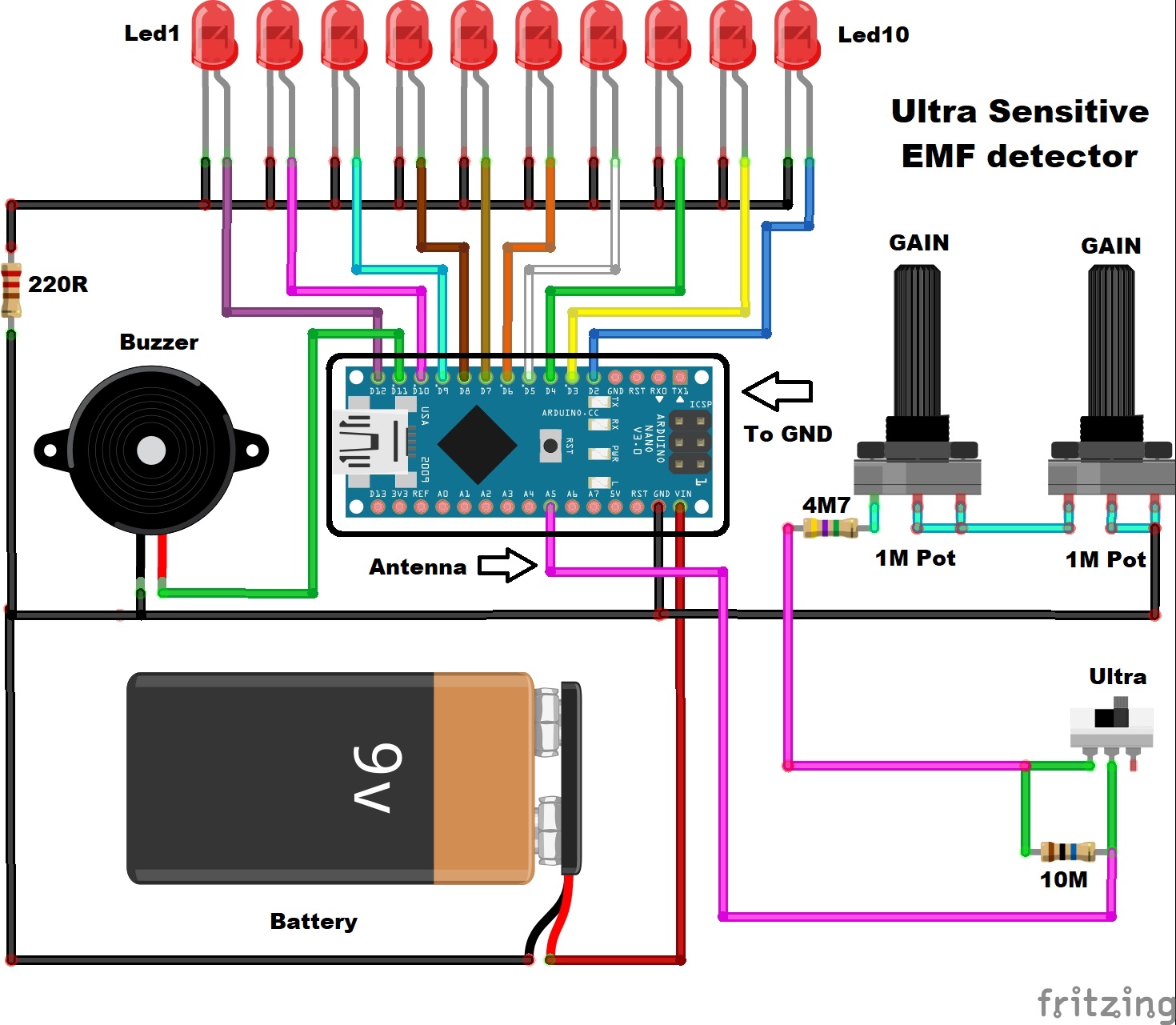 Arduino EMF (Electromagnetic field) detector | Hackaday.io