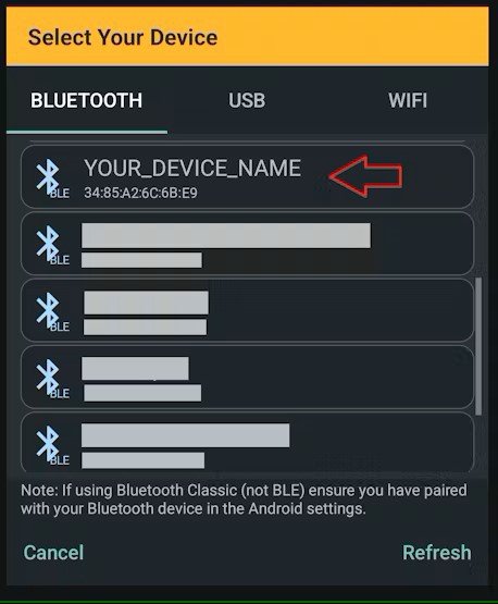 Connection dialog Connection dialog