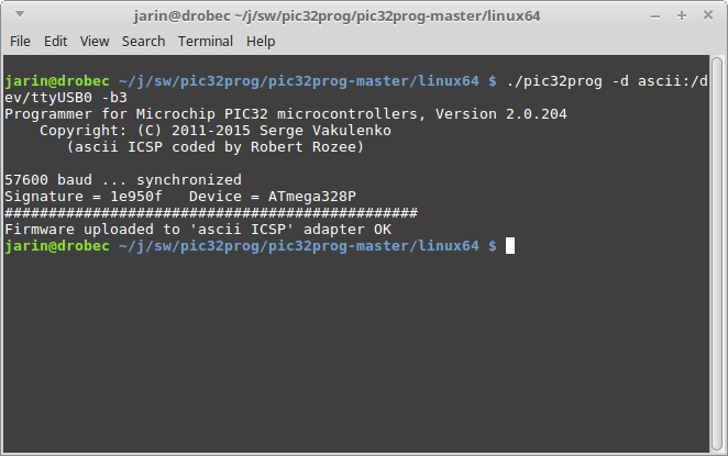 linux serial port binary data