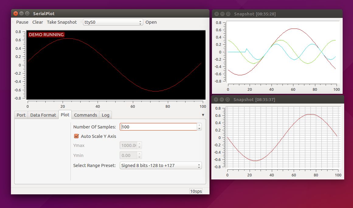 linux serial port binary data