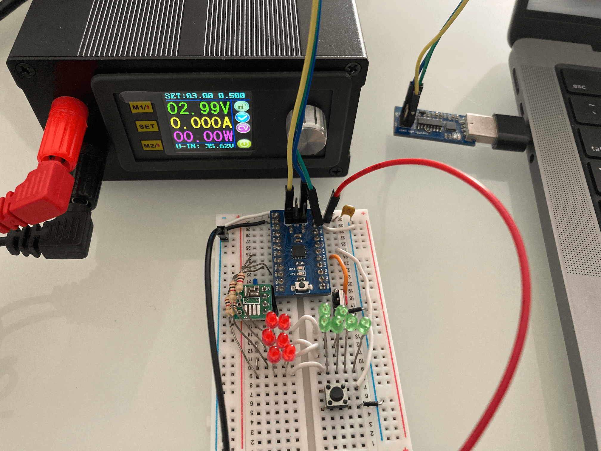 "testing the schematic design with an ATtiny3227 dev board with an external 32768 break-out board