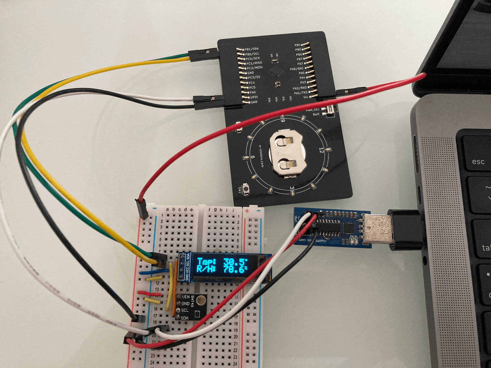 "using ATtiny3227 business card as an arduino"