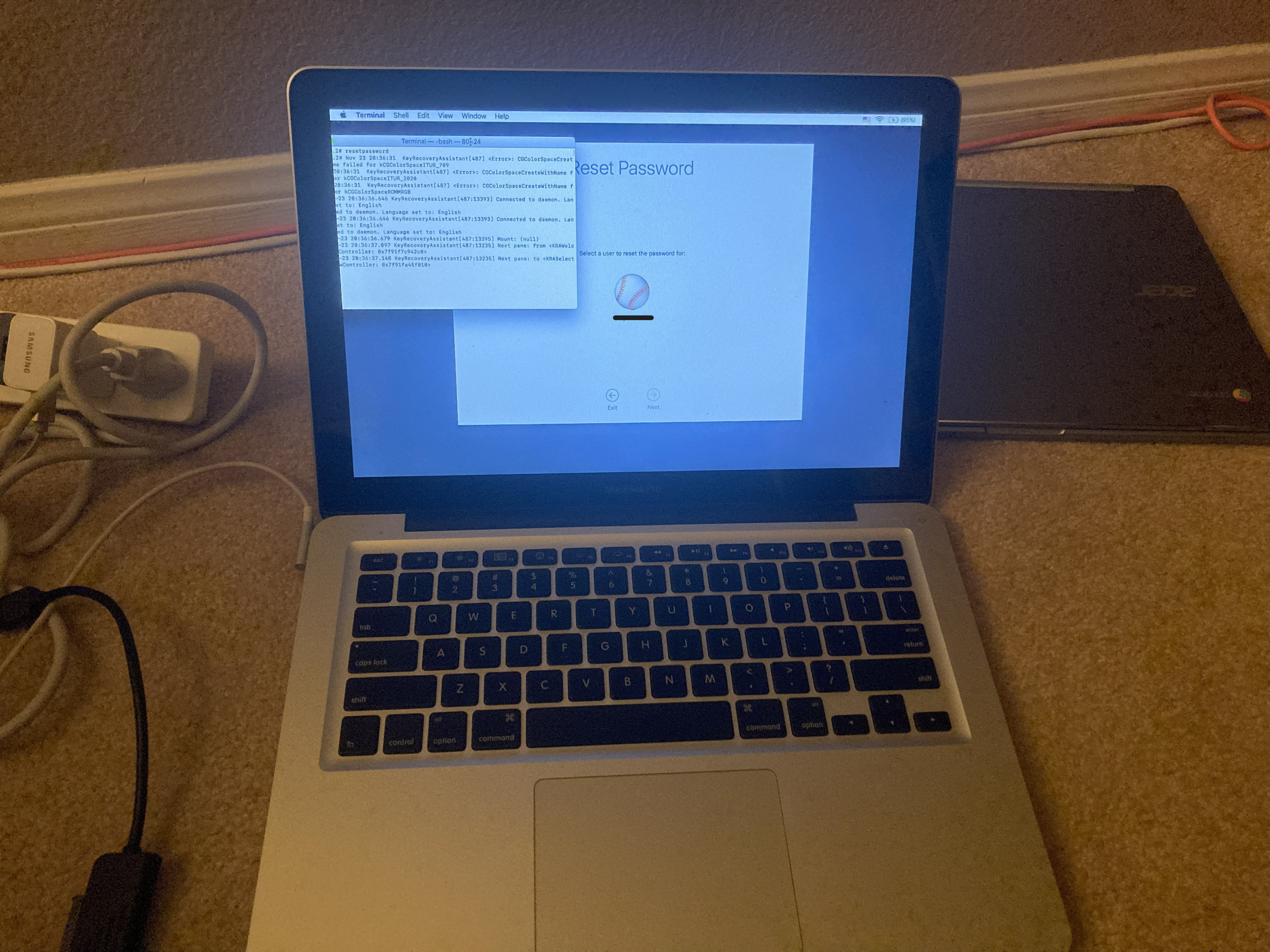 Macbook Password Reset Screen