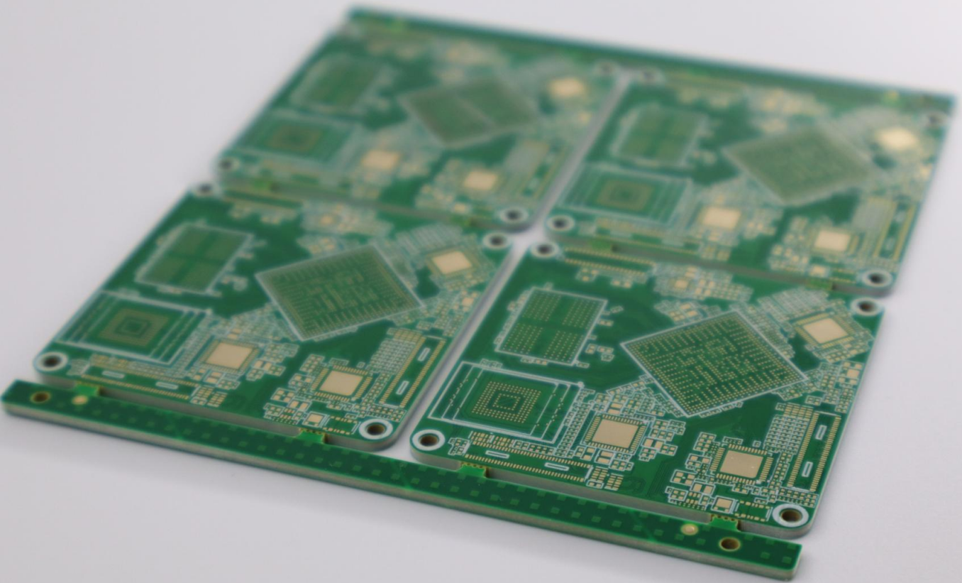 Close-up view of a printed circuit board (PCB)