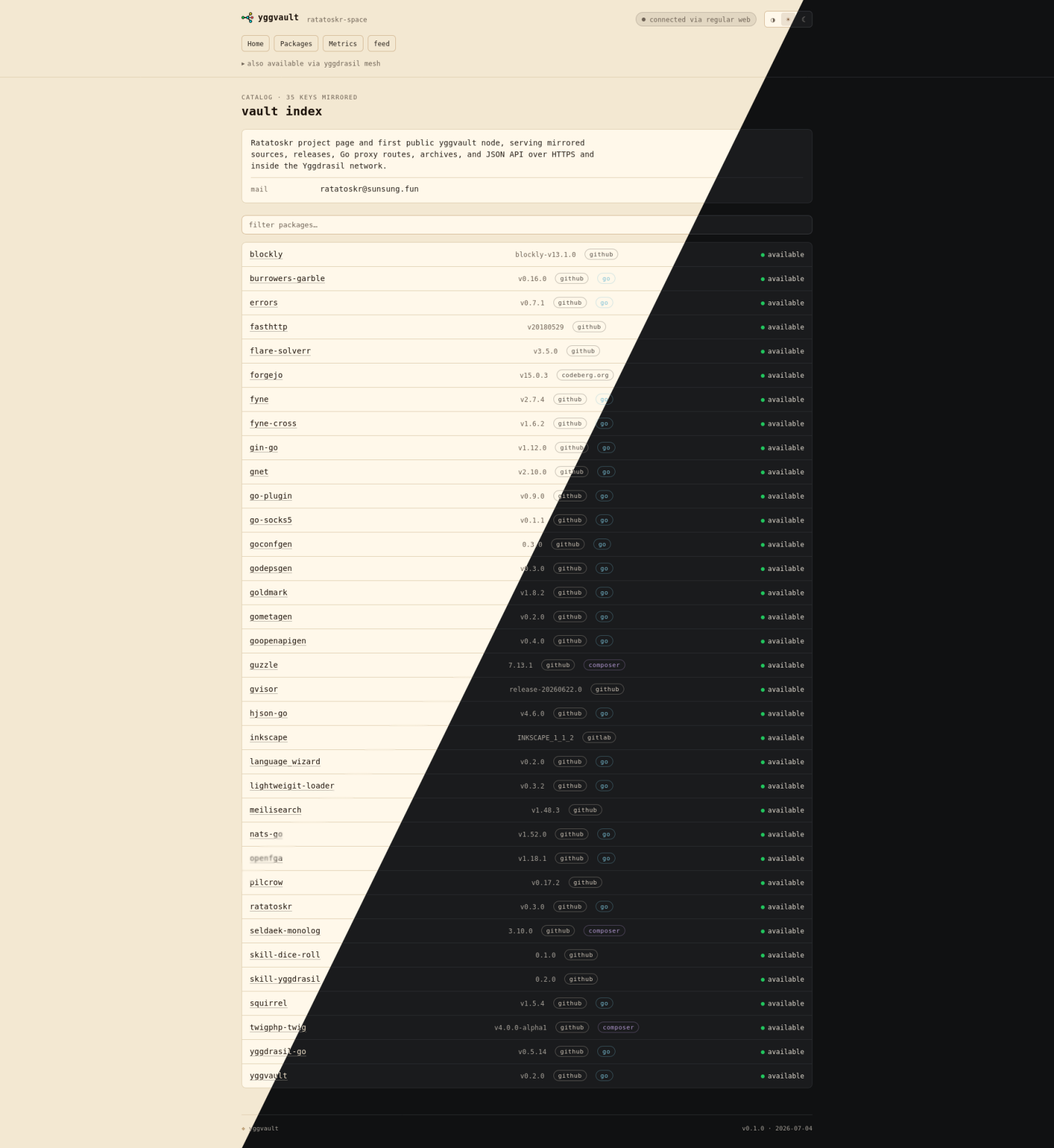 yggvault web UI screenshot