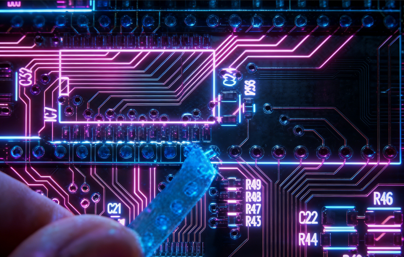 Hand peeling off PCB peelable soldermask from a circuit board after soldering