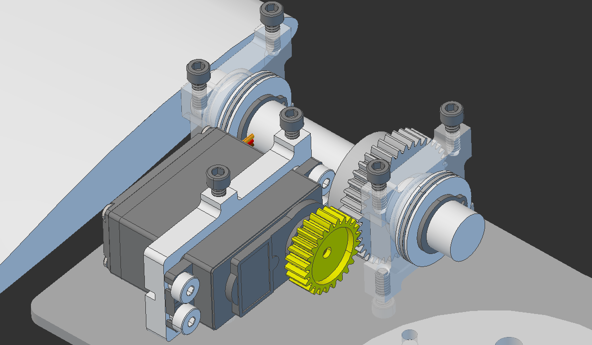 Servo and gears for actuating the rotor blades Servo and gears for actuating the rotor blades