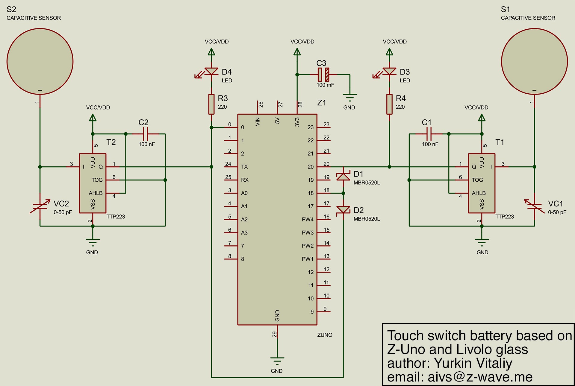 Touch wall light switch схема