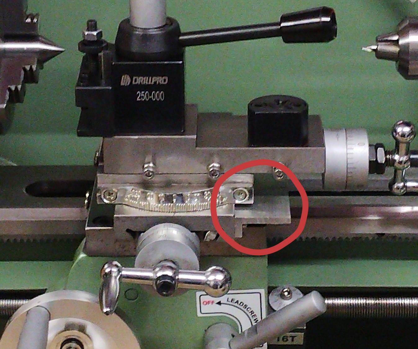 View from front - bracket circled in red