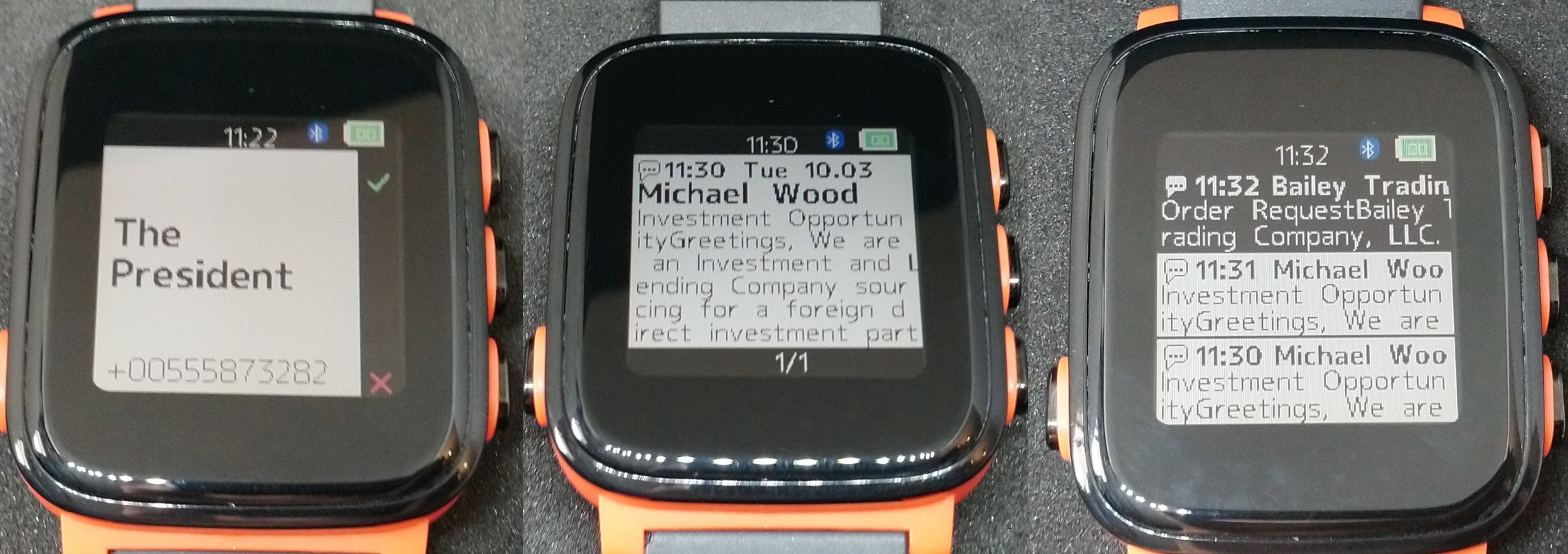 nRF52832 SW198 Fitness Tracker Notification of Message 