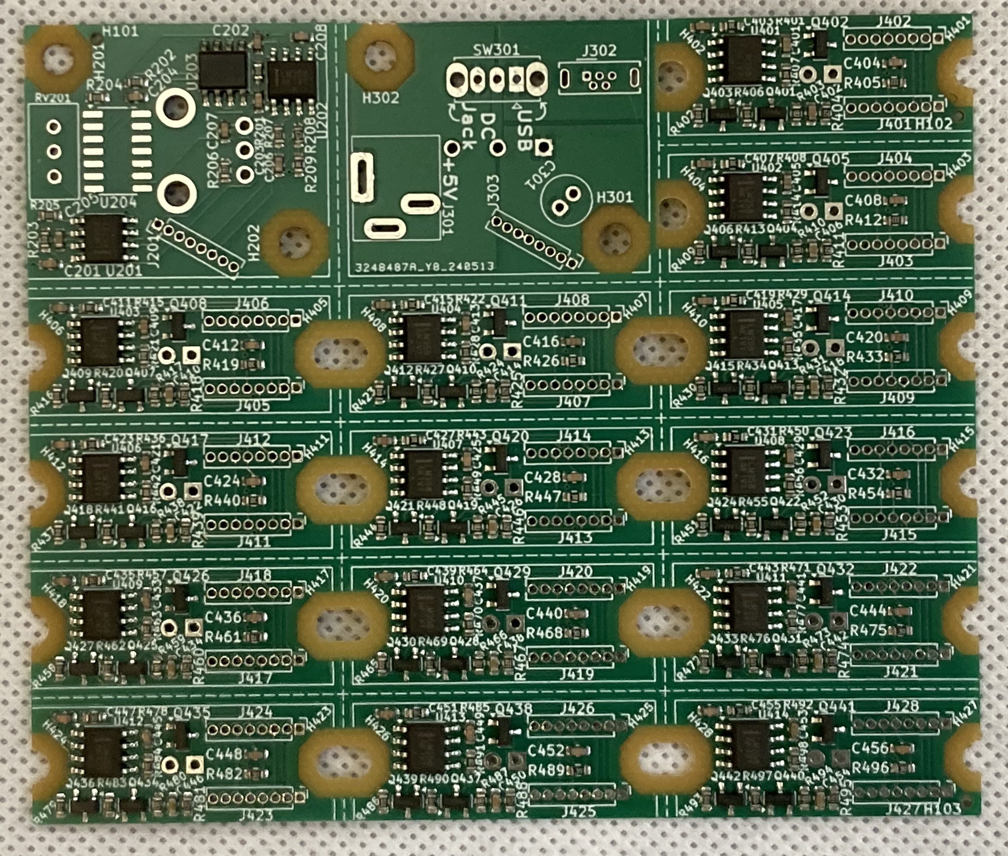 Tiled PCB containing control, power, and 14x LED modules