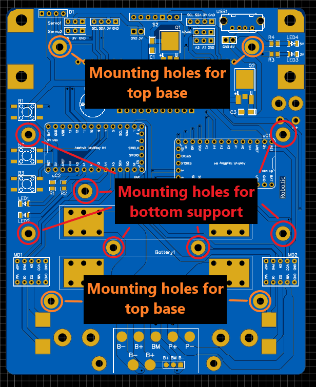 Mounting holes (new PCB) Mounting holes (new PCB)