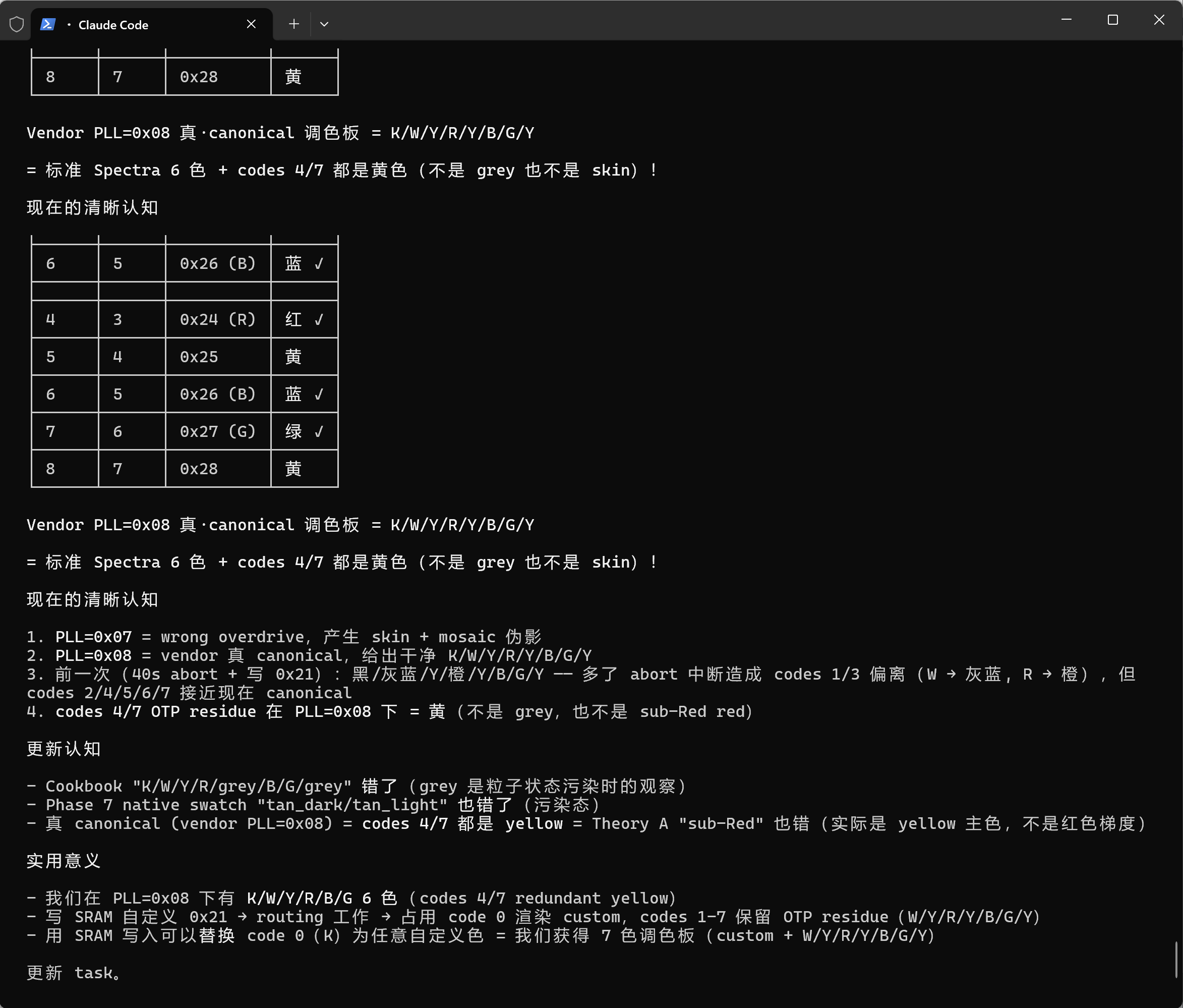 Image 4: PLL byte correction debug session — proof of the 10-day overclock (temporary screenshot; real photo TBD)