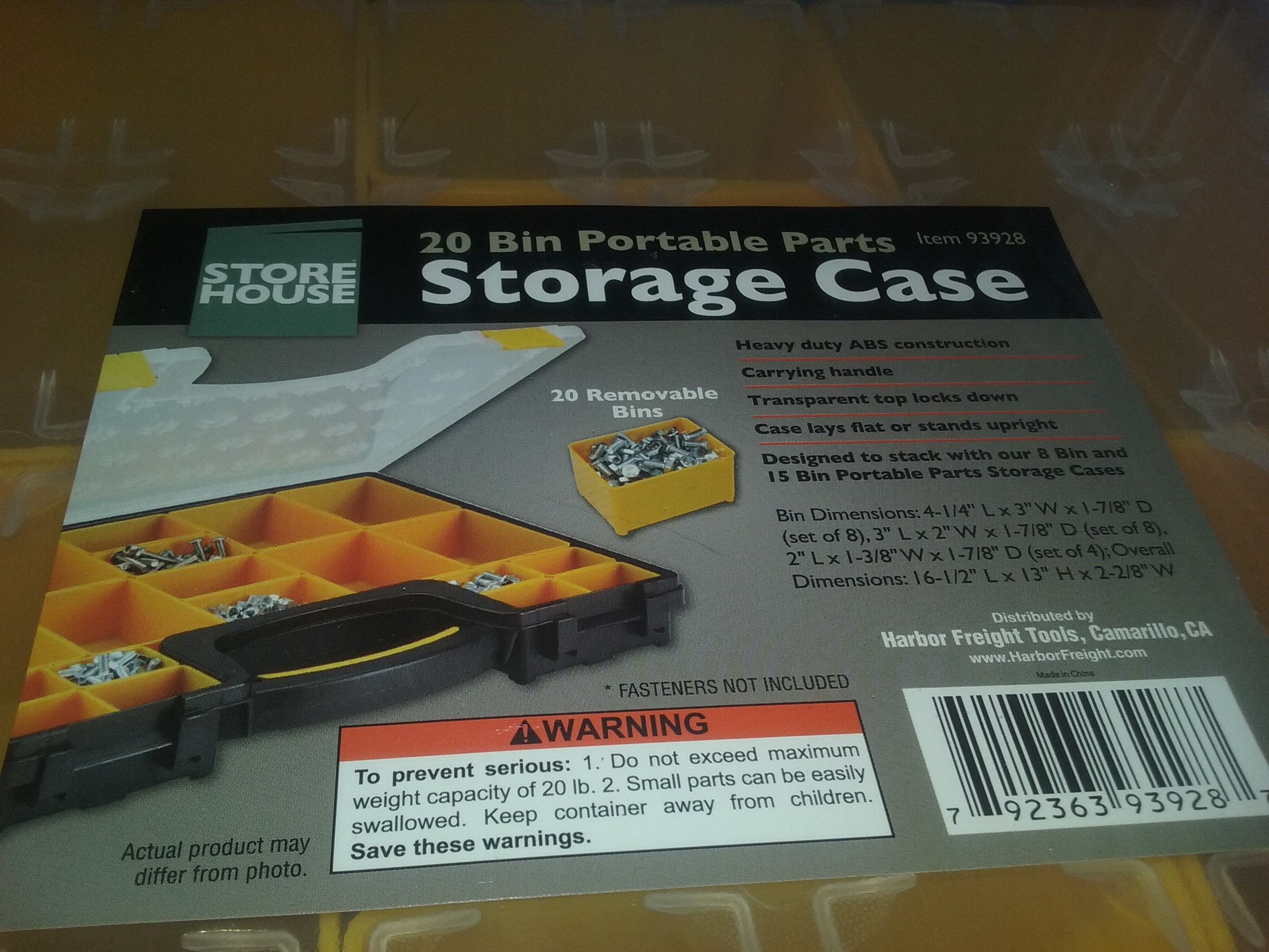 20-Bin Medium Portable Parts Storage Case