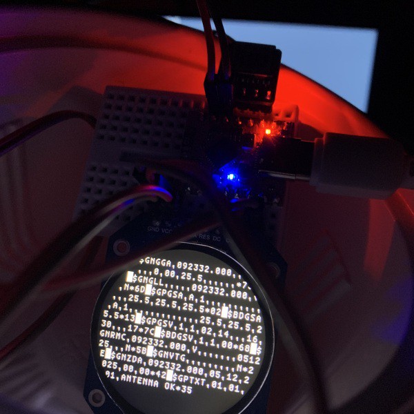 NMEA 0183 messages displayed on the screen.