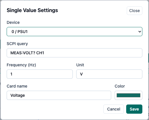 Single Value Widget Settings