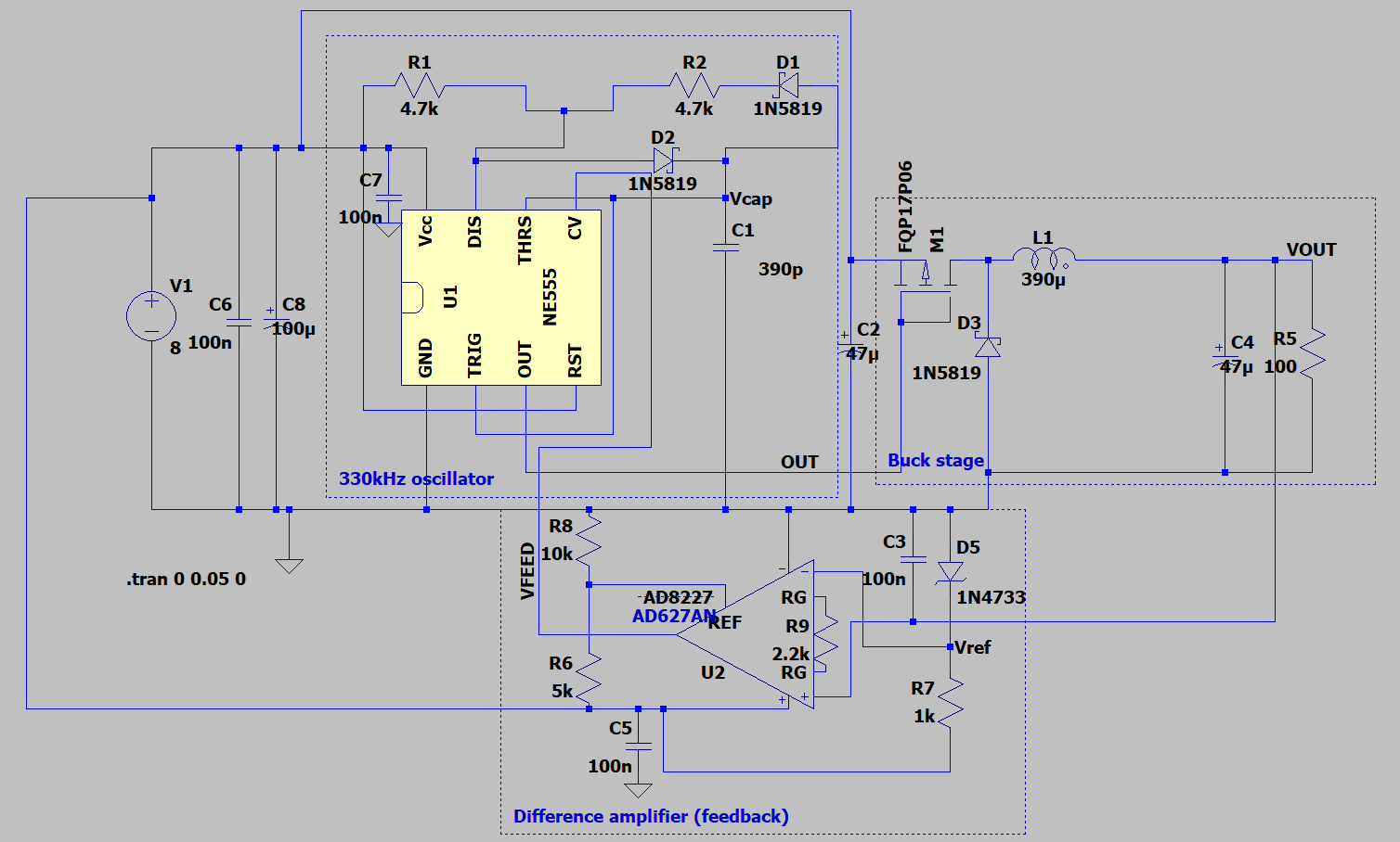 Schematic circuit diagram of the DC-DC converter.