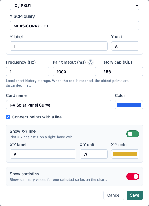 X-Y Chart Widget Settings 2