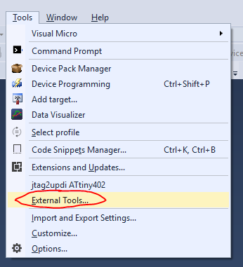 Set Up Atmel Studio for ATtiny and Add jtag2updi Programmer | Details |  