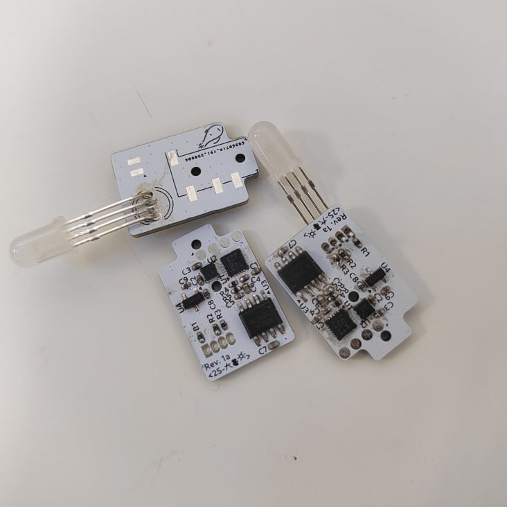 Three assembled circuit board units.