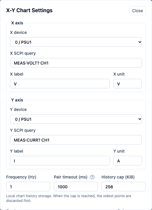 X-Y Chart Widget Settings 1
