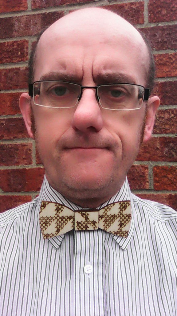 A Stylish Laser Etched Plaid Wooden Bow Tie in Walnut