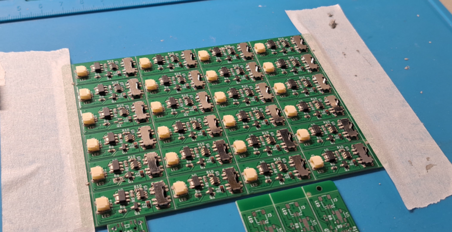 Manually assembling the charging PCBs Manually assembling the charging PCBs