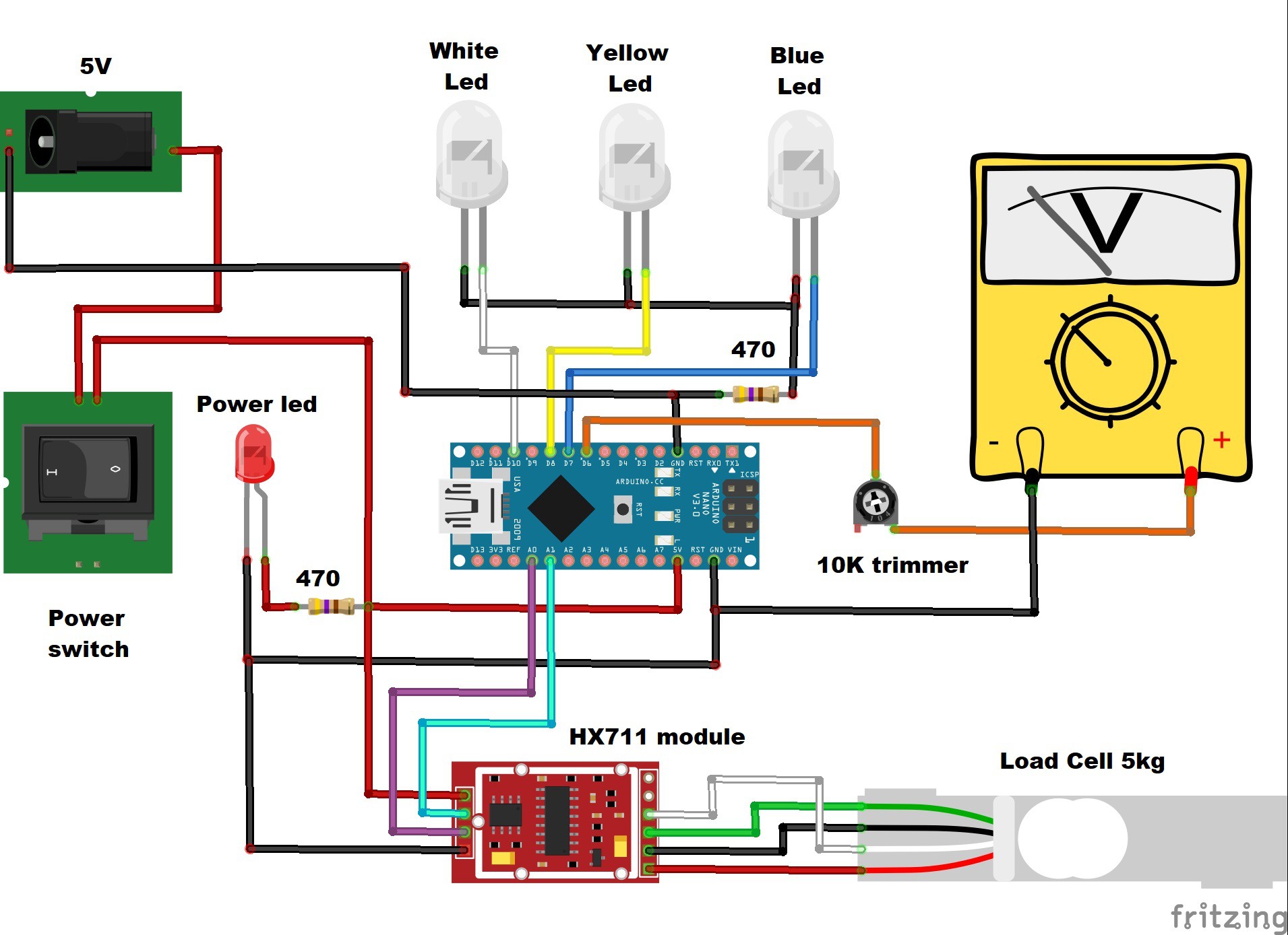 Arduino weighing machine(scale) with analog showing 