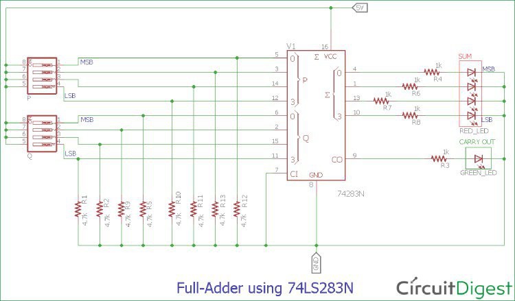 Gallery | Full-Adder Using 74LS283N | Hackaday.io