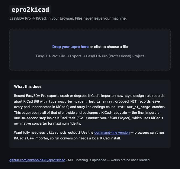 The browser version at enkhbold470.github.io/epro2kicad/docs.