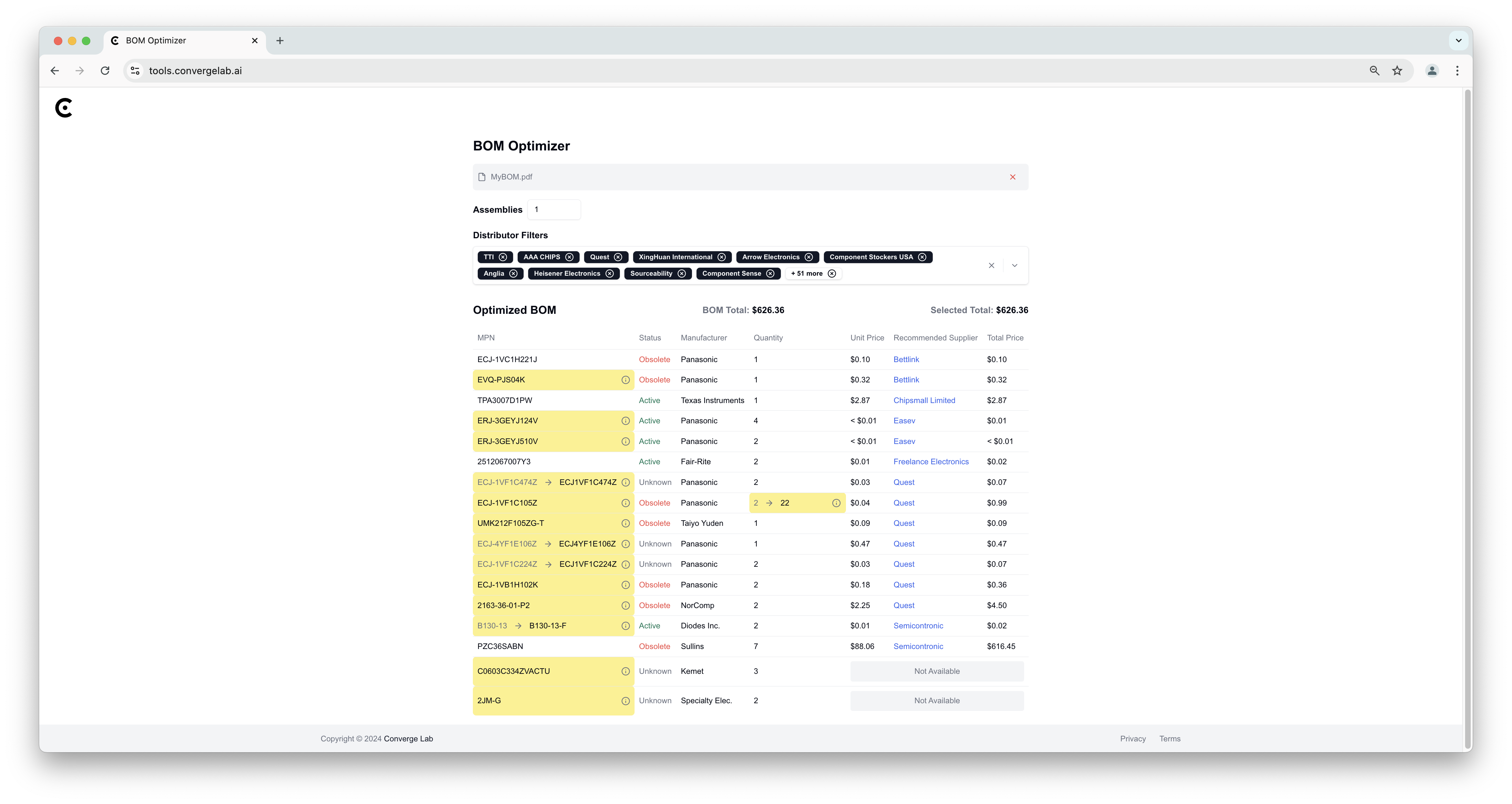 Gallery | BOM Optimizer | Hackaday.io