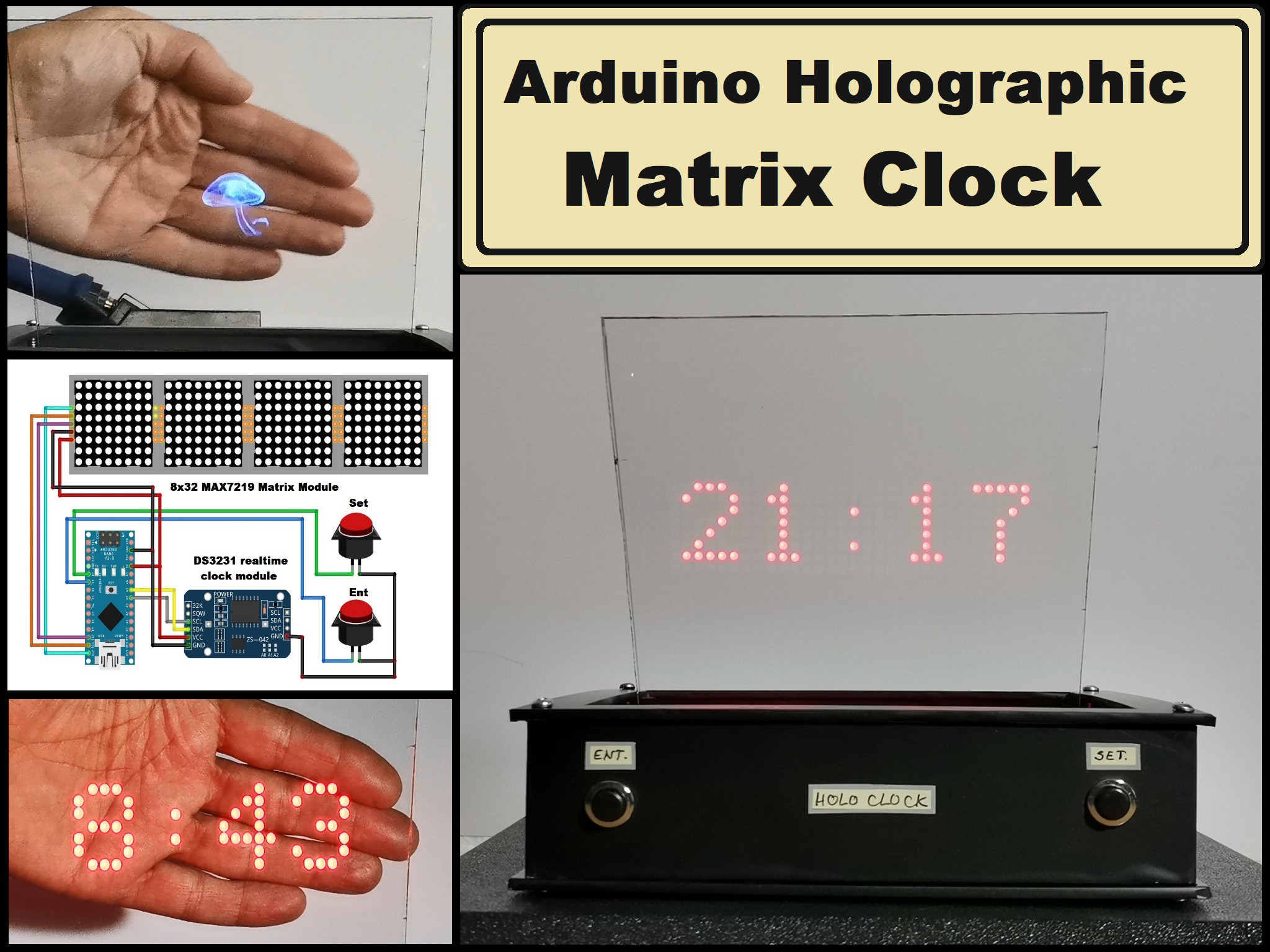 Gallery | DIY Arduino Holographic Matrix Clock | Hackaday.io