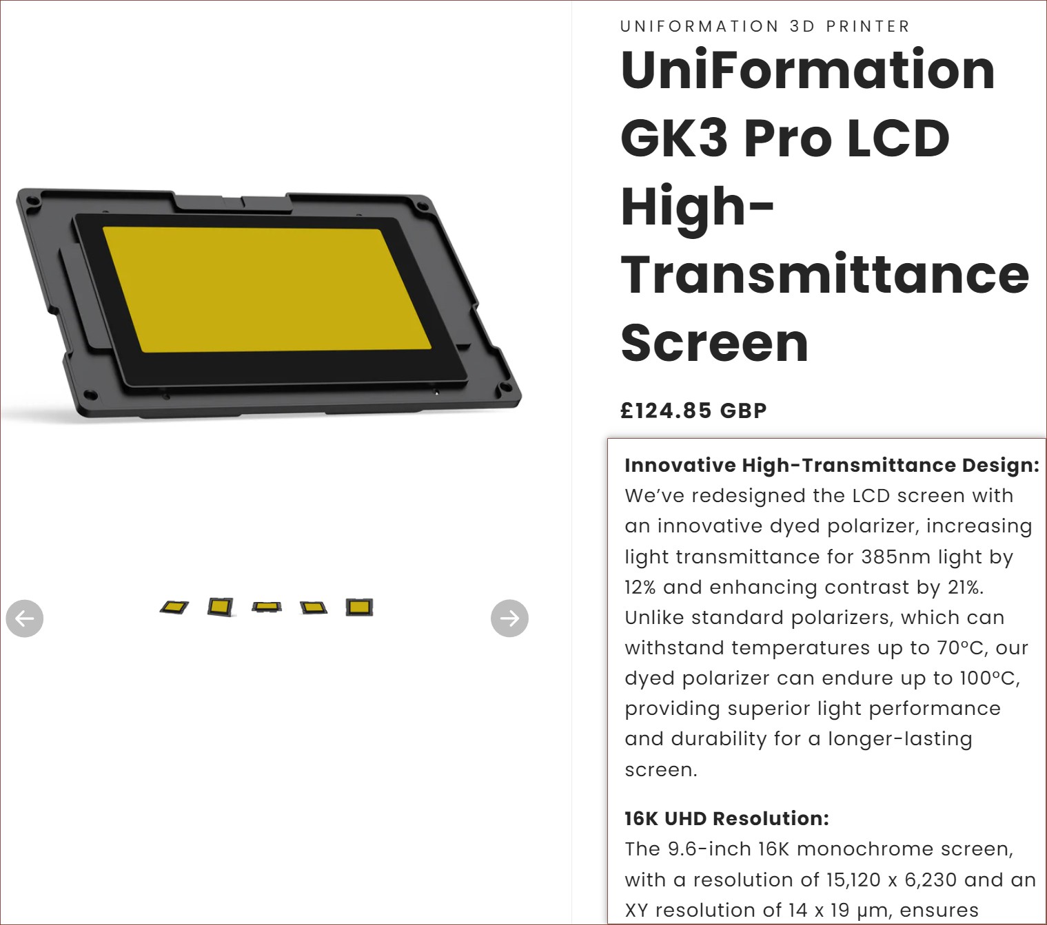 UniFormation GK3 Pro LCD main page.
