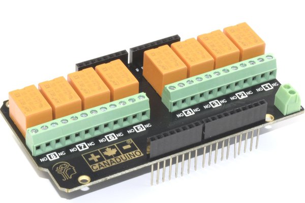 8-Channel, stackable I2C Relay Shield for Arduino