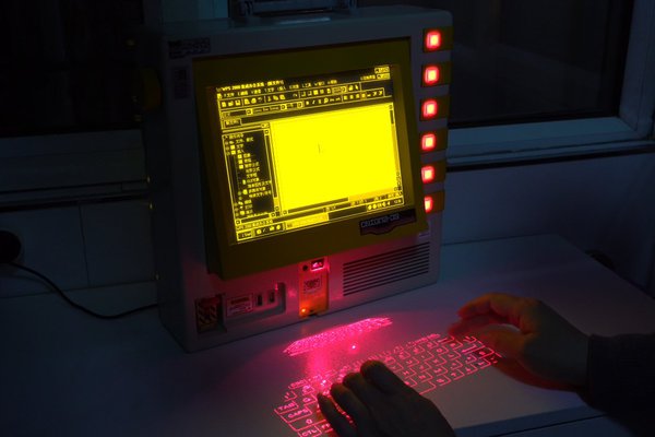 Electroluminescent portable retro computer