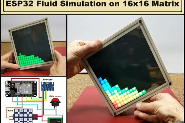 ESP32 Fluid simulation on 16x16 Led Matrix