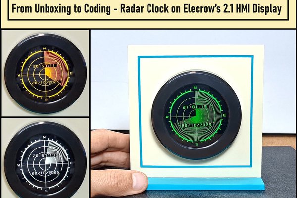 Radar Clock on Elecrow’s 2.1 HMI Round Display
