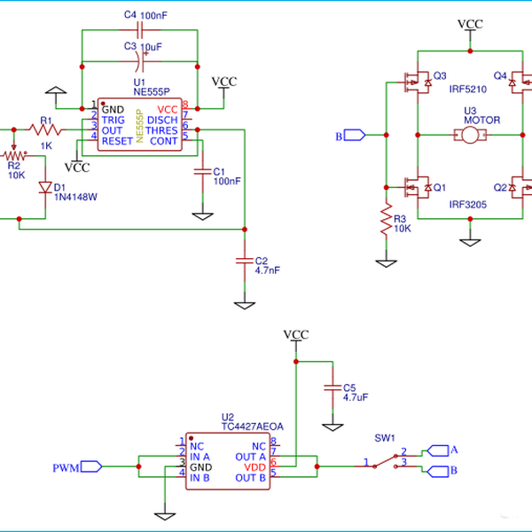 DIY H-Bridge motor driver Circuit Diagram