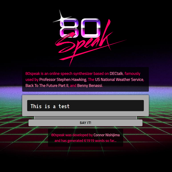 80speak Online Dectalk Speech Synthesis 