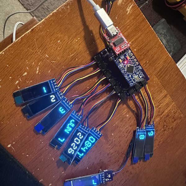 Arduino ProMini Drives 9 Independant OLED Displays | Hackaday.io