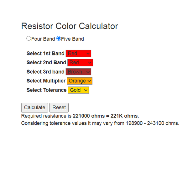 Resistance Color Code Calculation Resistor Color Code Calculator | Hackaday.io