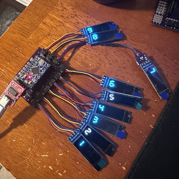 Arduino ProMini Drives 9 Independant OLED Displays | Hackaday.io