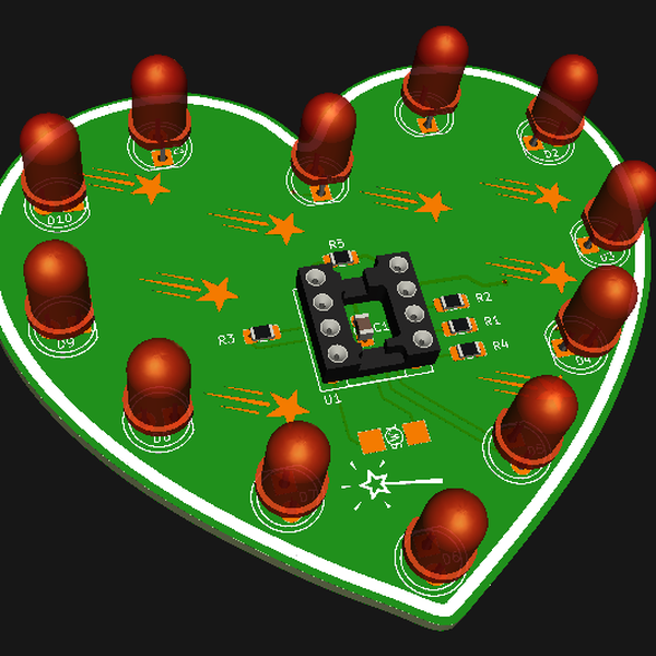 Attiny85, 12 LED heart soldering exercise | Hackaday.io