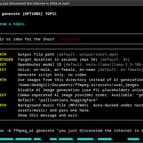 ffmpeg-ai: Fully Free AI -> Video CLI Pipeline | Hackaday.io